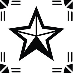 Obraz premium Geometric star symbol, black and white icon, abstract design element, vector graphic