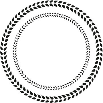 Laurel wreath, black vector circle, leaf border, decorative frame, elegant design element