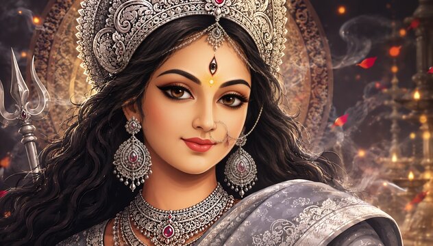 Godess Durga on Maha Navratri, Navadurga, Durga Puja, Sharad Navratri,  Jyeshtha Shukla Ashtami/Masik Durga Ashtami, Mahanavami, Vijayadashami,
Dussehra, Durga/Mahakali/Jagadamba,  Bhavani