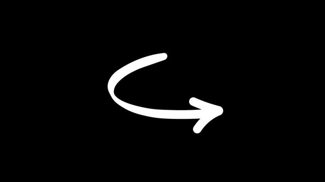 curved arrow animation, black background, 4k video
