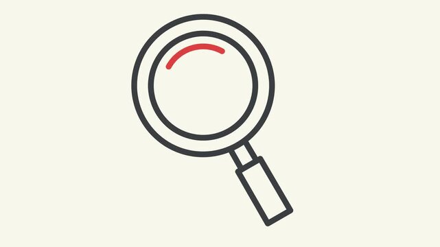 Animated illustration of a magnifying glass icon moving smoothly, representing search, exploration, and research concepts.