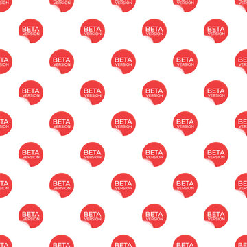 Beta version red labels creating a repeating pattern on white background