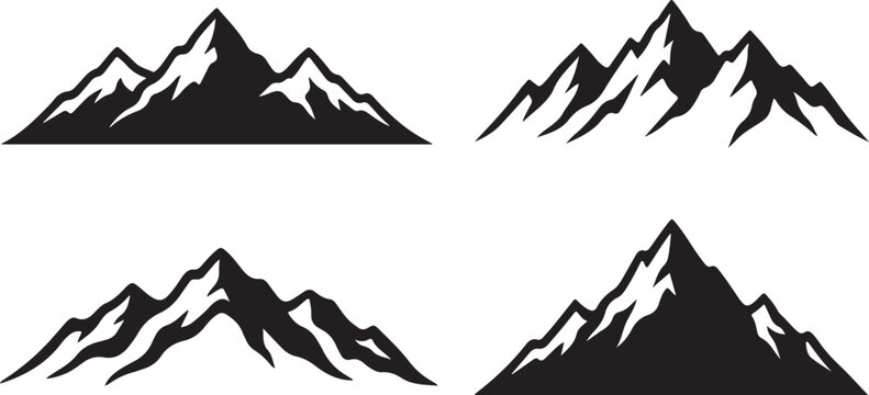 four mountain silhouettes bundle vector design set
