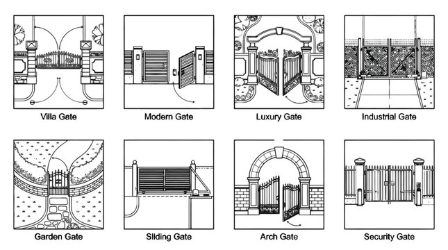 Different types of gates villa modern luxury industrial garden sliding arch security