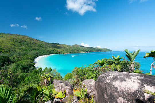 View of Anse Georgettes beach, Praslin Island, Seychelles