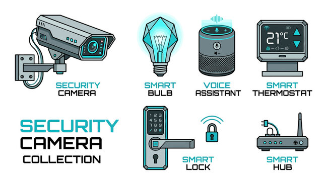 Smart home security camera system devices.