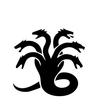 Mythical Multi-headed Serpent Creature Silhouette