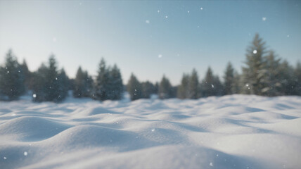 Fototapeta premium Snowy Landscape with Evergreen Trees
