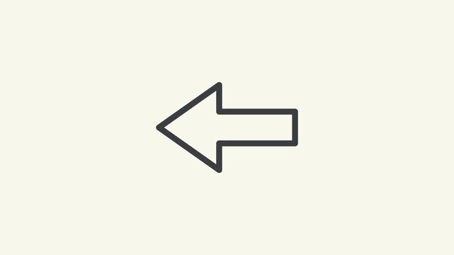 Arrow pointing left animation icon. direction symbol indicating back or previous page.