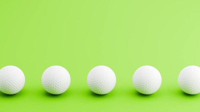 Seamless 3D Animation of Golf Balls Rolling on Green Background Loop 