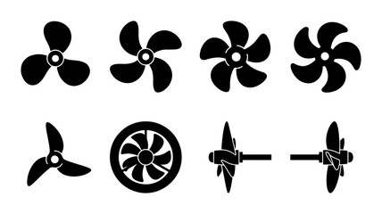 Propeller Icons Set: Marine, Fan, Airscrew, Vector Graphics for Propulsion and Ventilation © Manzur