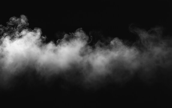 Abstract white smoke cloud drifting across a black background, creating a dramatic atmospheric mist texture with soft motion and high contrast.