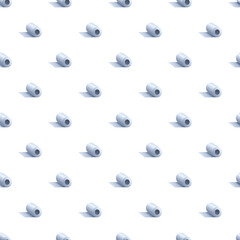 Fototapeta premium Repeating bright blue cylindrical objects on white background with soft shadows, seamless geometric pattern