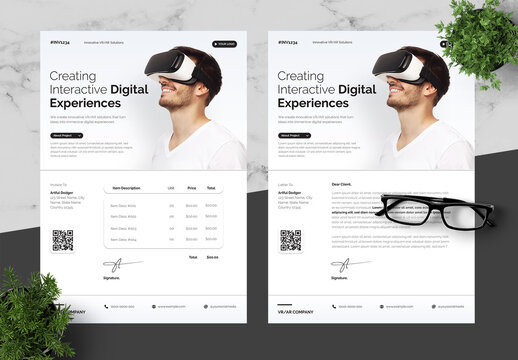 Black And White VR Invoice And Letterhead