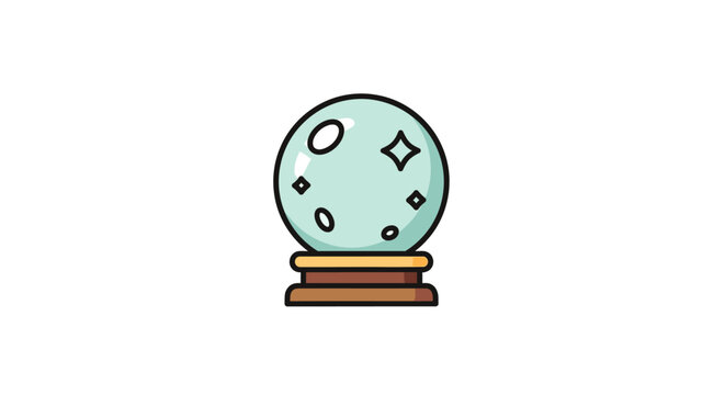 Mint green crystal ball on a wooden stand.