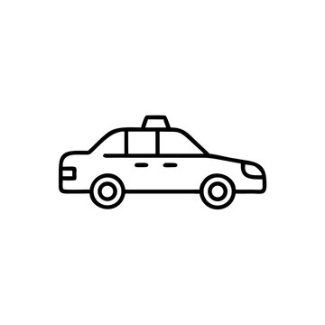 Simple outline of a taxi car in black and white 