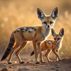 Naklejka premium Documentary-style animal behavior photography featuring natural social bonding and grooming interaction in the wild.