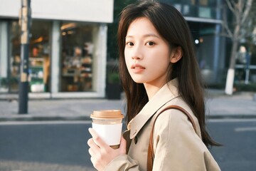 Obraz premium Candid Urban Coffee Portrait Street Corner 