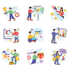 Fototapeta premium Marketing & Seo vector illustration set 03