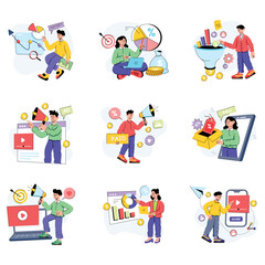 Fototapeta premium Marketing & Seo vector illustration set 01