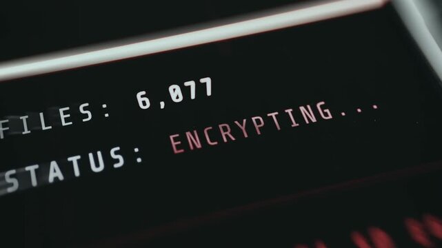 Displays shows a system actively encrypting files
