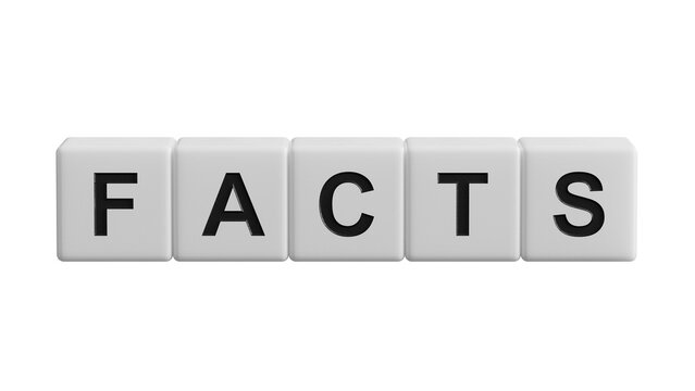 Dice form the word "facts".Supports PNG files with transparent backgrounds.