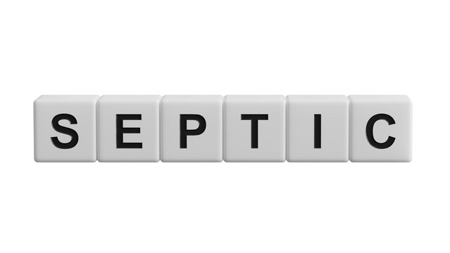 Text septic on wooden cubes. Square wood blocks. Top view, flat lay.close up of wooden cubes,Business Concept.Supports PNG files with transparent backgrounds.