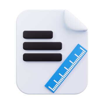 3D File Measurement Ruler Document Icon