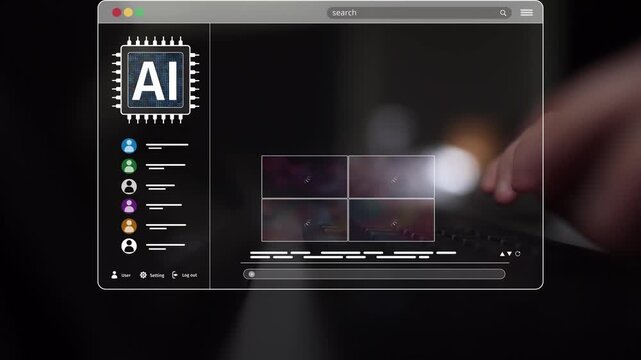 AI platform generating art images with dynamic interface. AI-generated content appears in image gallery artificial intelligence view. Genrative AI loading multiple image from AI design engine. Muxer