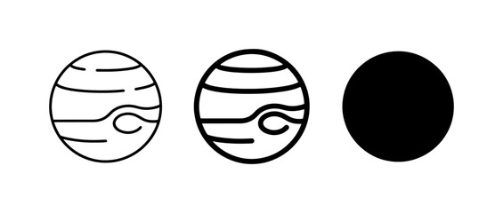 Planet Icons, Jupiter Symbol, Space Graphics, Celestial Body Vector Art © Mowshumi