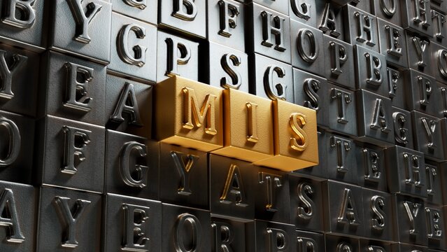 mis. wooden table with Movable type printing. text on wood blocks.close up of Movable type printing,Business Concept.3D rendering.