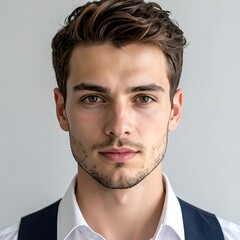 Fototapeta premium Young man with brown hair portrait.