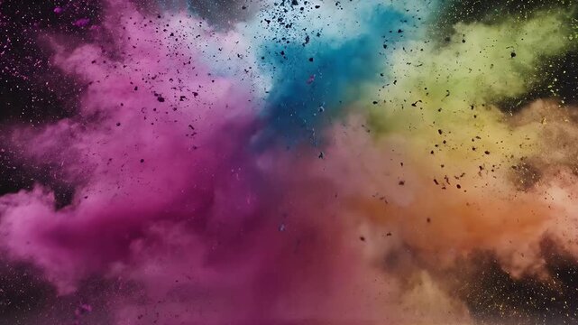 Colorful powder exploding in air.