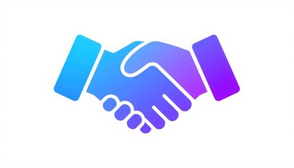 Obraz premium Handshake icon in blue and purple gradient colors on white background