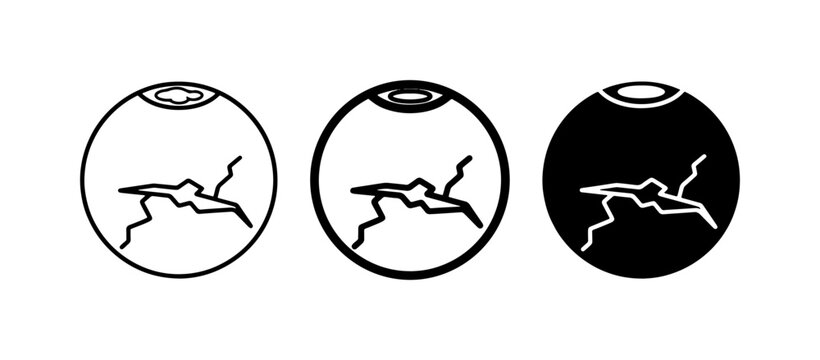 Eye Icons Set, Cracked Pupil Symbol, Vision Problems, Medical, Ophthalmology