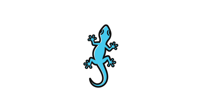 Minimalist blue lizard mascot logo design.
