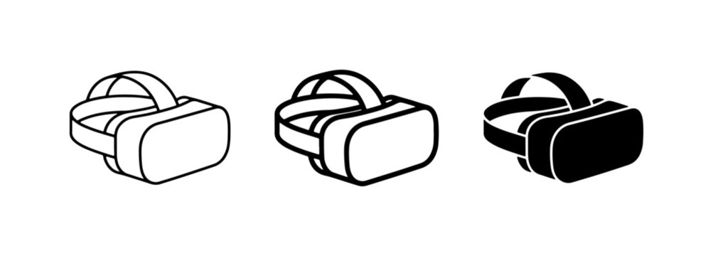 Virtual Reality Headset Icons, VR Goggles Set, Immersive Technology Graphics