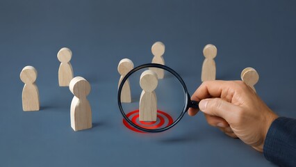 Obraz premium Magnifying Glass Focusing on Target Customer – Customer Segmentation, Audience Analysis and Market Research Concept