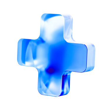 3D plus icon isolated on transparent background concept of addition mathematics sign Transparent Liquid Glass icon 3D rendering