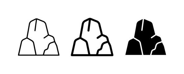 Mountain Icons, Rock Symbols, Summit Graphics, Peak Illustrations, Minimalist Landscape Elements © Mitali