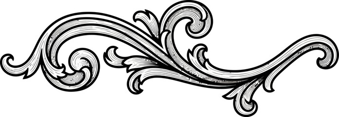 Fototapeta premium Elegant Baroque Scroll Design with Intricate Leaf Details.