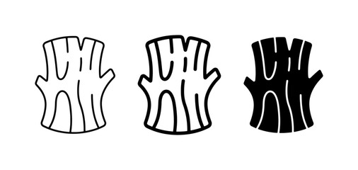 Tree Trunk Icons, Wood Grain Vector Graphics, Forest Elements Set © Arif