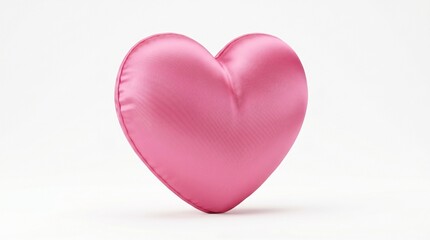 Obraz premium Puffy pink satin 3D heart isolated on white background