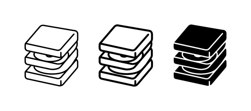 Stack of CDs, Vinyl Records, Data Discs, Digital Media Storage Icons