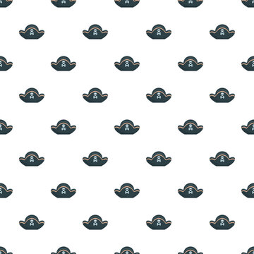 Pirate hats with skull and crossbones creating a repeating nautical design