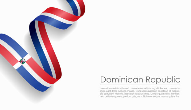 Dominican Republic flag wavy ribbon, ideal for patriotic or cultural design themes. Vector illustration.