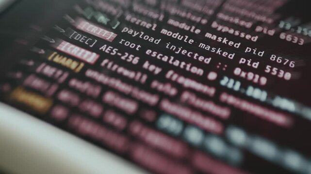 Technical log with an unauthorized intrusion. Ethical hacking concept