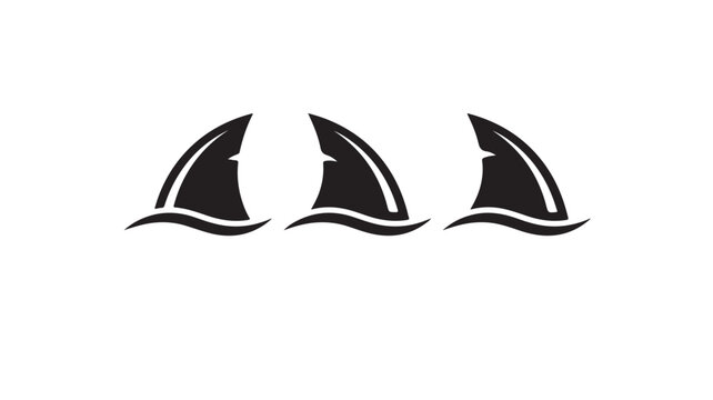 Shark Fins Emerging From Water For Danger Warning Concepts