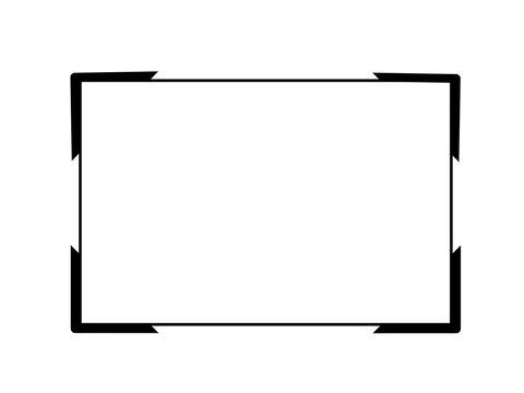 Minimalist black rectangle border frame template design with thick sharp geometric corners on white background