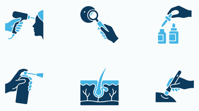 Professional Dermatology and Aesthetic Skin Care Icon Set